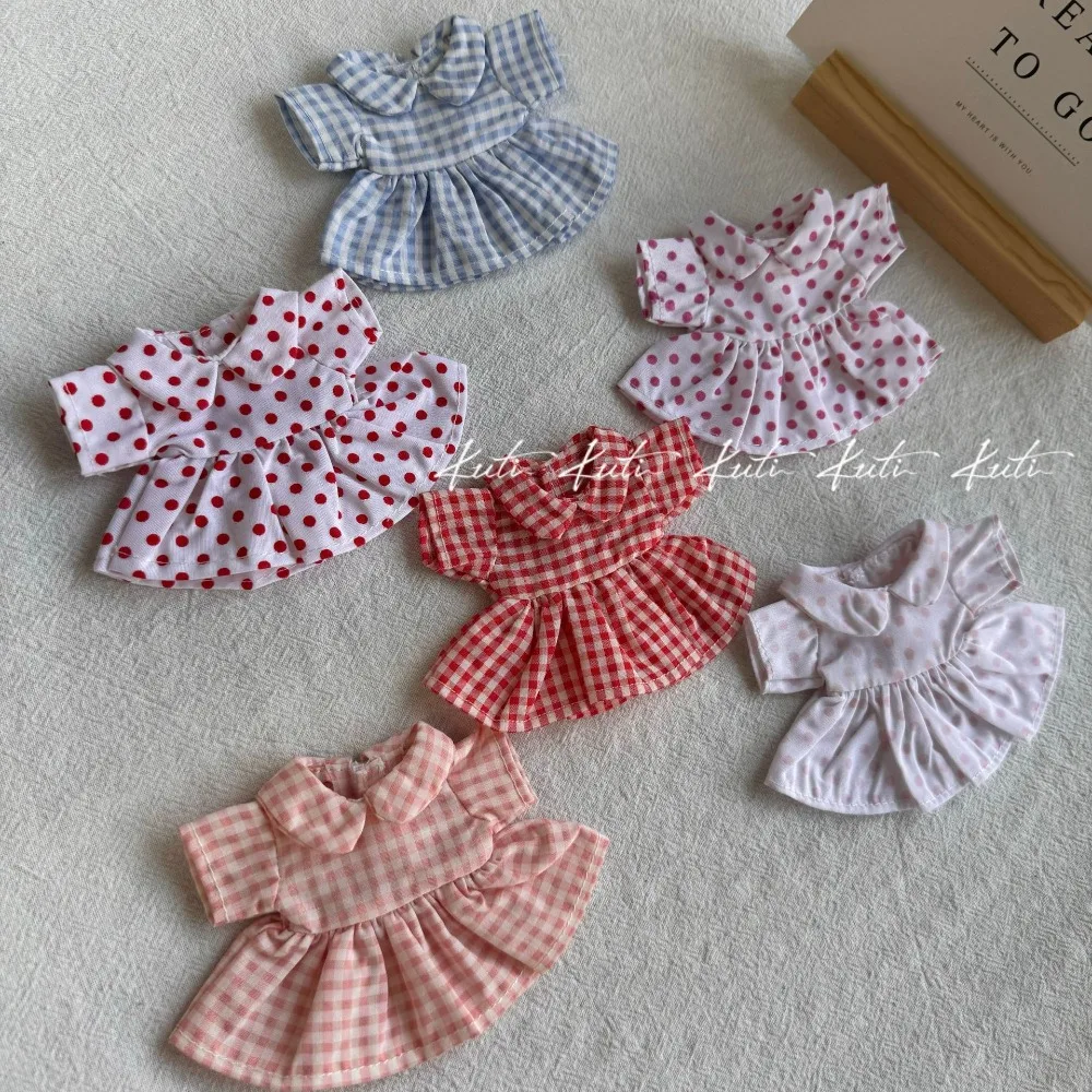 Floral Doll Dress Up Clothes Bear Decoration Cotton Plaid Cute Exquisite Doll Skirt Mini Pink Kawaii Mini Doll Skirt Kids Gifts