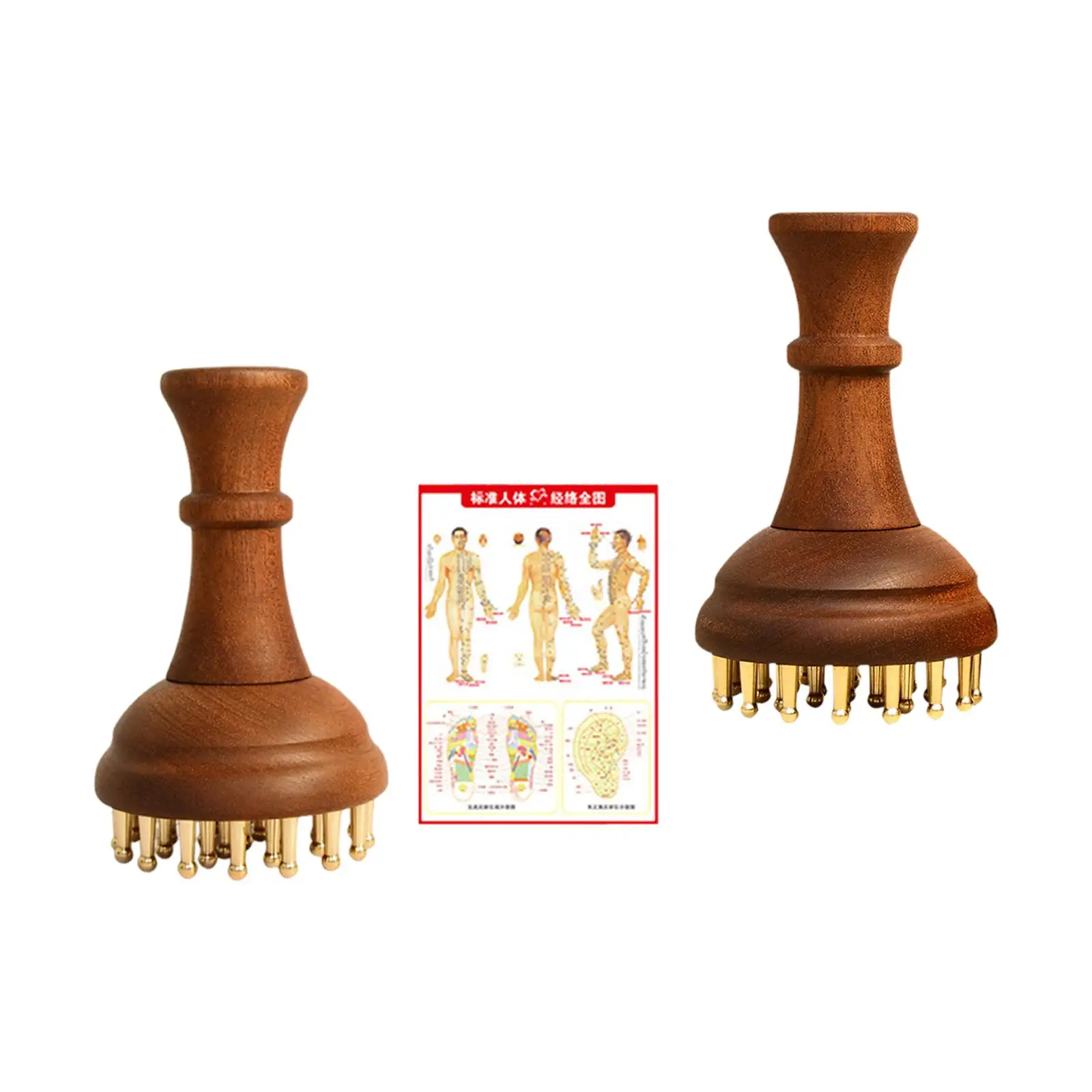 Wooden Massage Comb 29 Brass Tooth Salon Gift Body Neck Hands Shoulder Arm Back Legs Home Guasha Scraping Brush Pocket 8.5x14cm