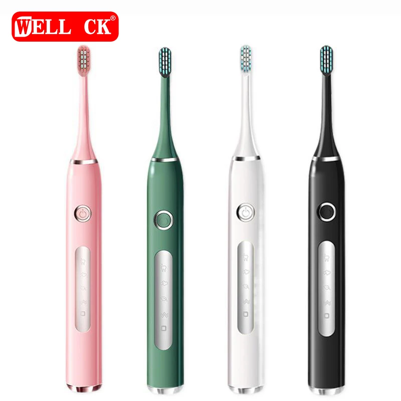 

Newest Ultrasonic Electric Toothbrush Rechargeable USB with Base 4 Mode 16Gears Adults IPX7Waterproof Travel Box Holder