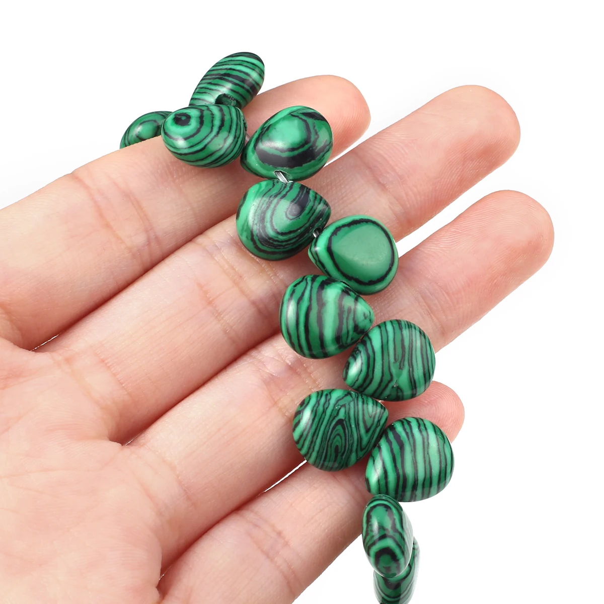 Natural Stone Malachite Water Droplet Shaped Side Hole Beads 12x10x5mm Jewelry Making DIY Necklace Bracelet Gift