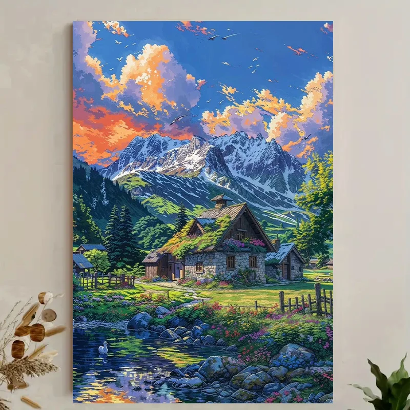 

500/1000/1200/2000PCS Puzzles for Adults Rural Summer Mountain View,Jigsaw Puzzles Brain Challenge Game Gifts Home Decor