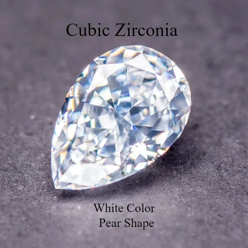 

Cubic Zirconia Pear Shape 5A Grade White Color 4k Crushed Ice Cut Charm Beads for DIY Jewelry Making Ring Earings Main Materials