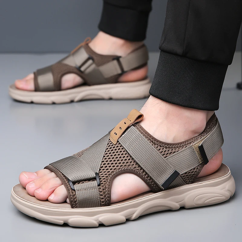 YRZL-Sandalias antideslizantes suaves y cómodas para hombre, zapatos de playa de alta calidad, sandalias de Gladiador, zapatos planos informales de