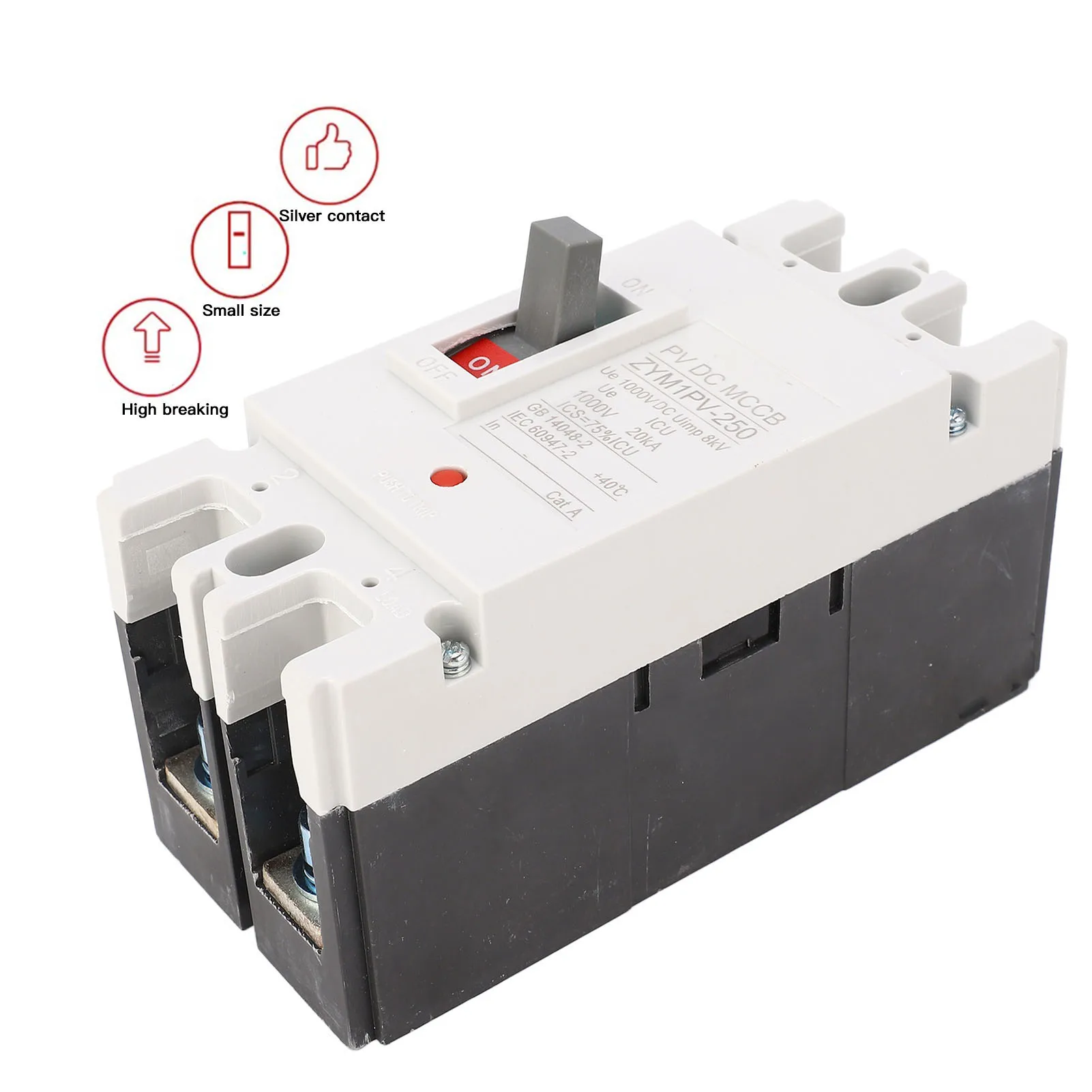 Moulded Case Circuit Breaker 200A MCCB Solar Battery Protection Switch 2P DC 1000V DC Circuit Breaker view 6