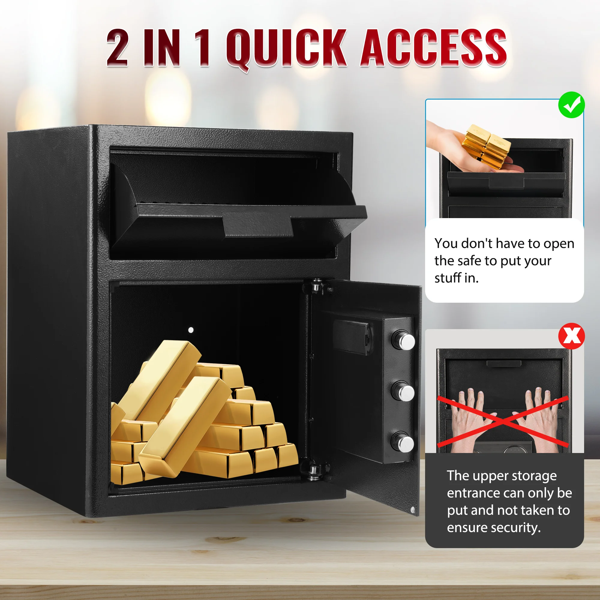 Fireproof Drop Safe 2.6 Cu FT Combination Lock Digital Safe Box Business Security Depository Safe for Money Cash Checks Document