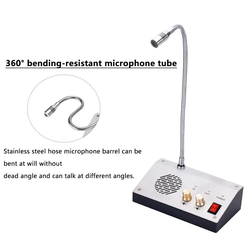 3W Window Intercom System Dual Way Counter Interphone Two Way Intercom Table Microphone For Bank Ticket Office Hospital Pharmacy