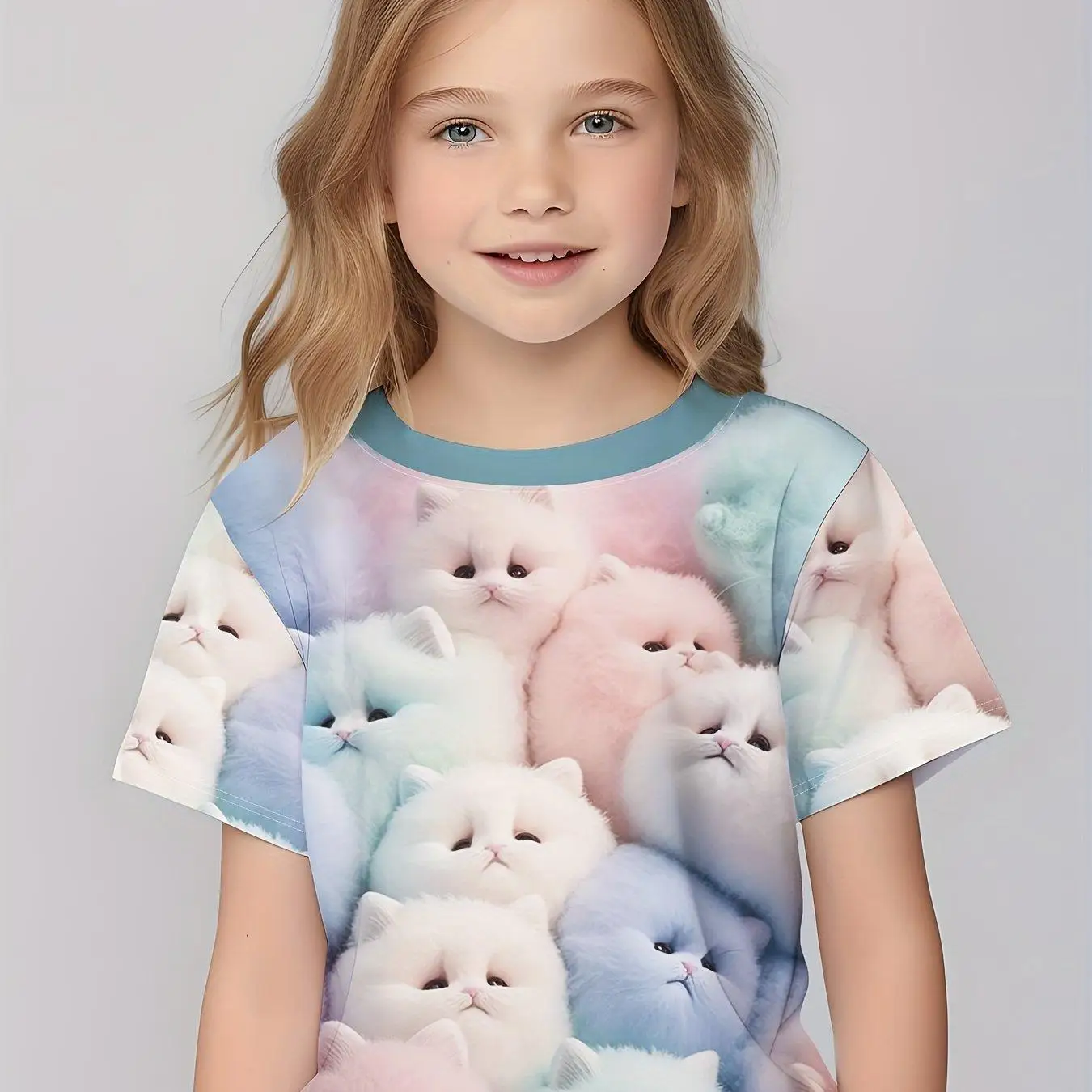 ملابس الأطفال فتاة تي شيرت قصيرة الأكمام الأطفال تي شيرت لطيف نمط طباعة ملابس فتاة عادية الاطفال ملابس الصيف بلايز #3