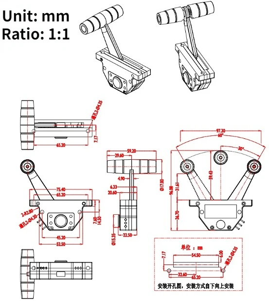 Imagem -04 - Haste de Impulso de Eixo Único Haste de Amortecimento Industrial Joystick T-haste Alavanca do Acelerador Tyh101