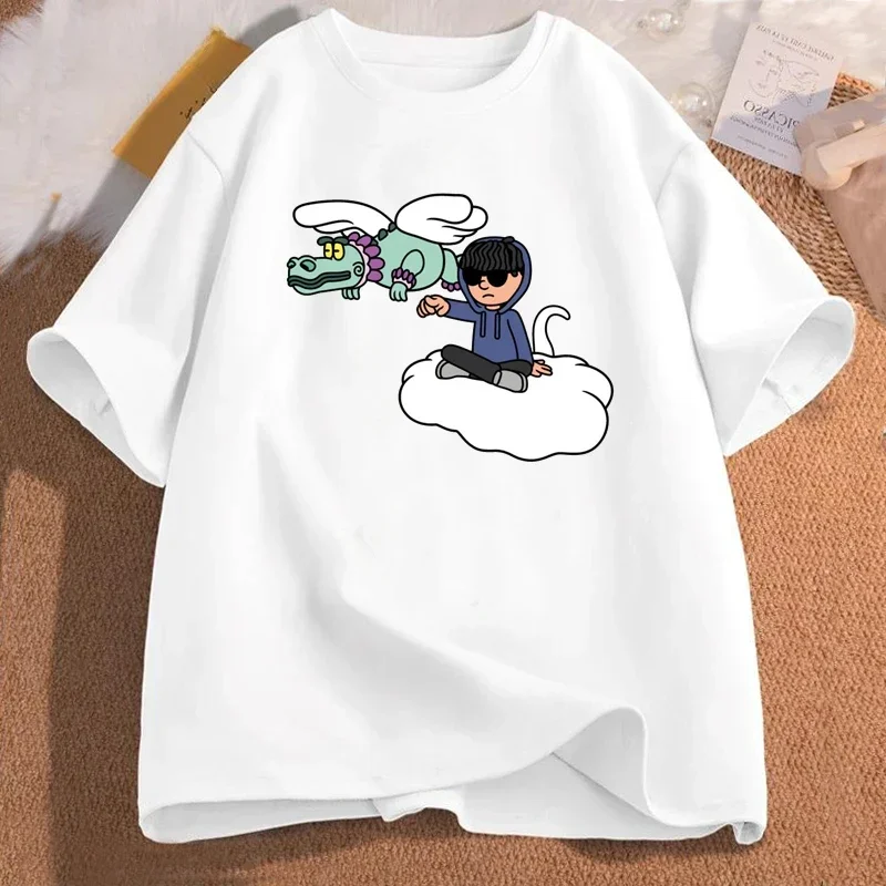 Classic Cartoon HS Sad Boy Funny Graphic T Shirts for Woman Anime Hot Game Street Fashion Hip-hop Tees 2000s Clothes Y2k Tops