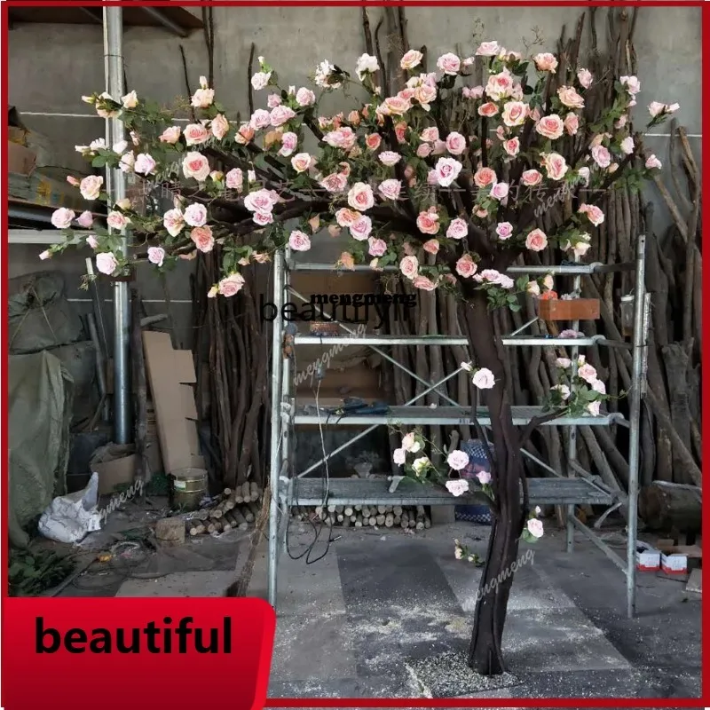 Artificial Rose Tree Large Plant Cherry Blossom Peach Blossom Indoor Living Room Wedding Celebration Happiness Tree Decora  N