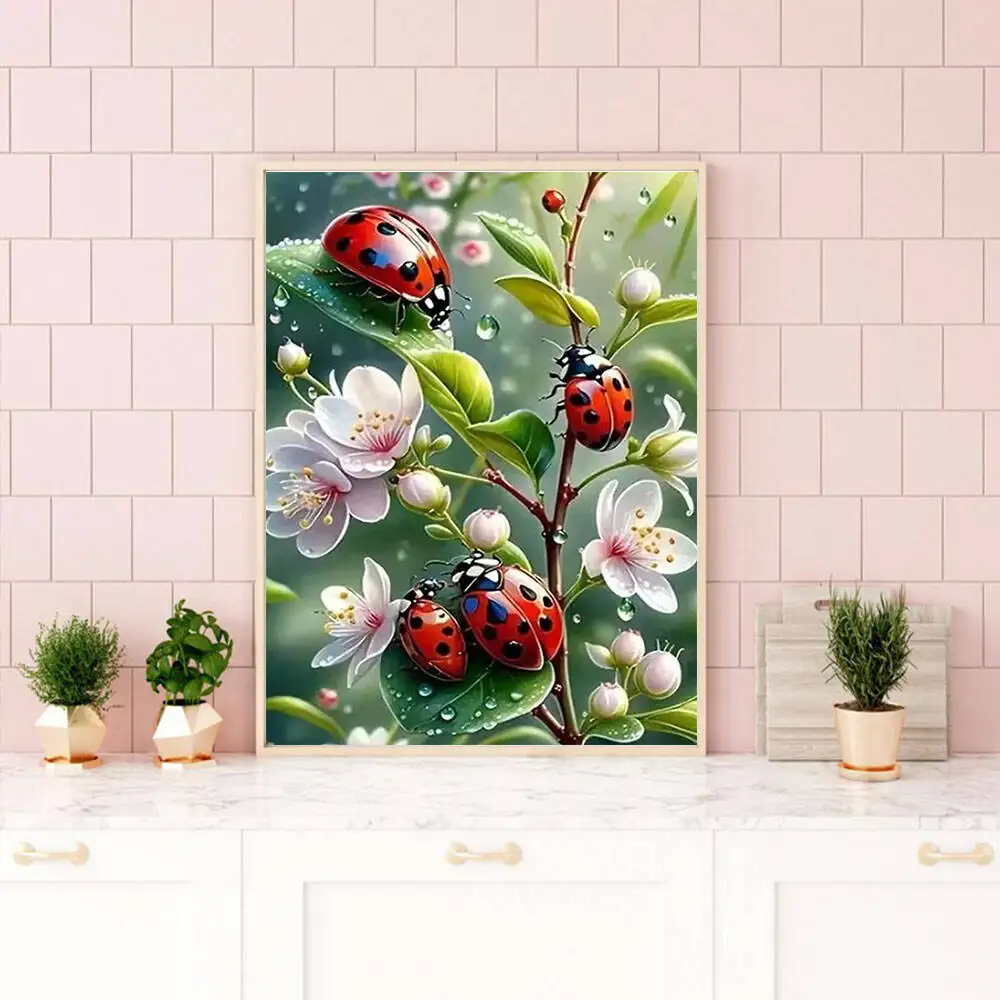 لوحة ماسية ، ديكور منزلي ، حيوان ، ضفدع ، نبات ، مربع كامل ، دائري ، لون تجريدي ، تصنعه بنفسك