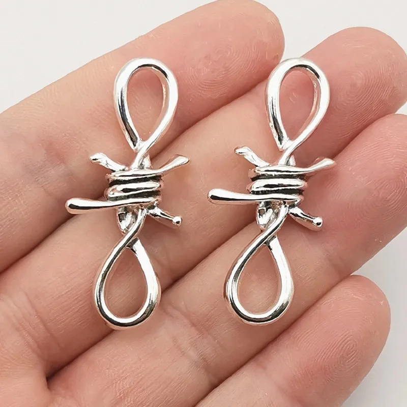5Pcs/Lot  Antique Silver Plated Thorns Link Bramble Creative Charms Gothic Connector Pendants for DIY Jewelry Making Accessories