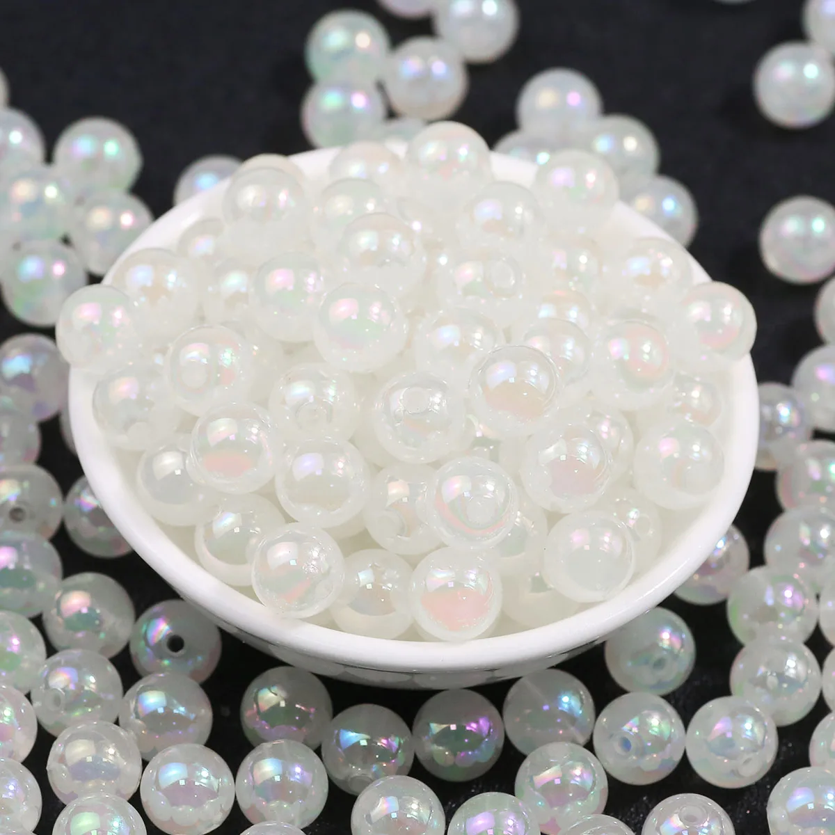 10mm White Round Acrylic Jelly Luminous Beads Spacer Loose Beads for Jewelry Bracelets Necklace Making DIY Accessories Wholesale