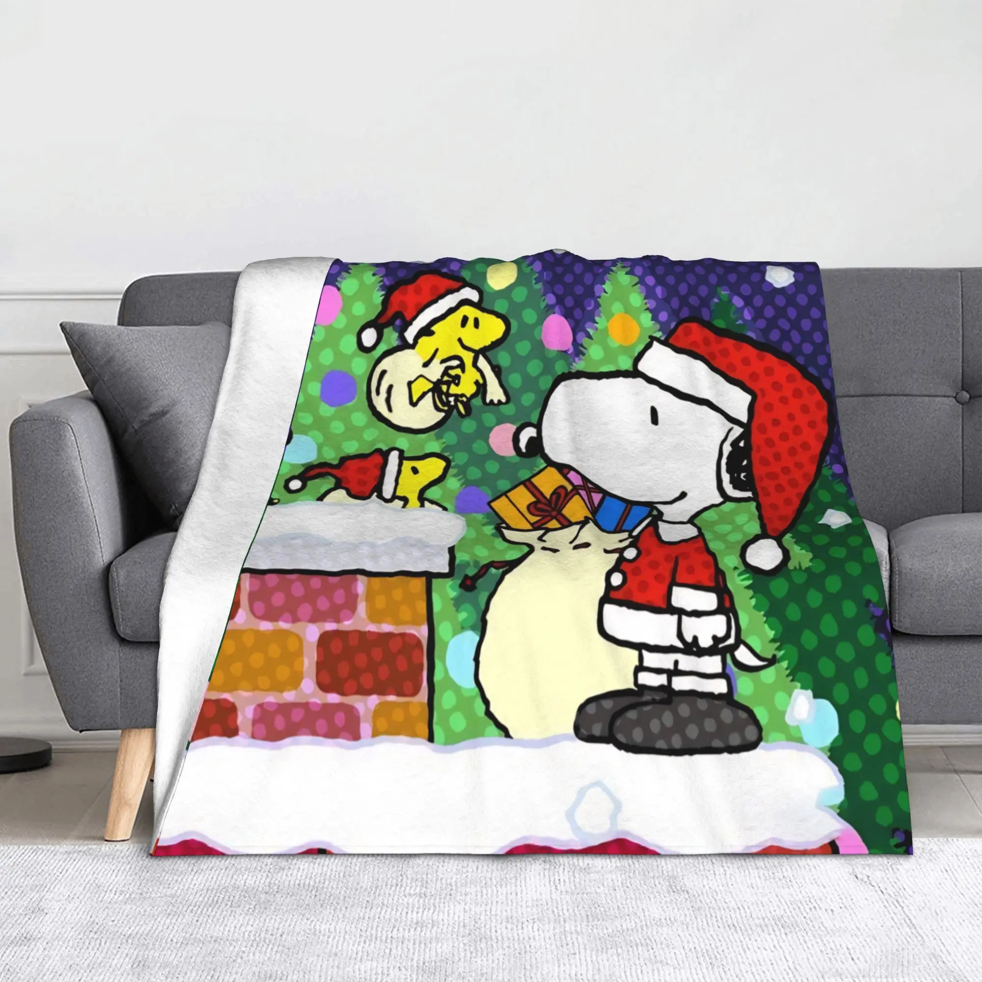 S-Snoopys Xmas  Merry Christmas Wool Blankets  Awesome Throw Blankets for  Sofa Bedding Lounge 150*125cm Rug Piece