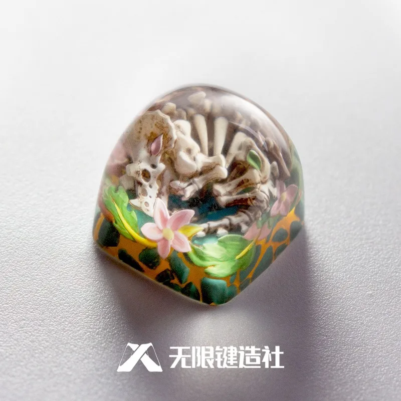 Triceratops Theme Mechanical Keyboard Epoxy Resin Custom Artisan Keycap PC Gaming Keyboard Point Keycap DIY Collectible Gift - view 5