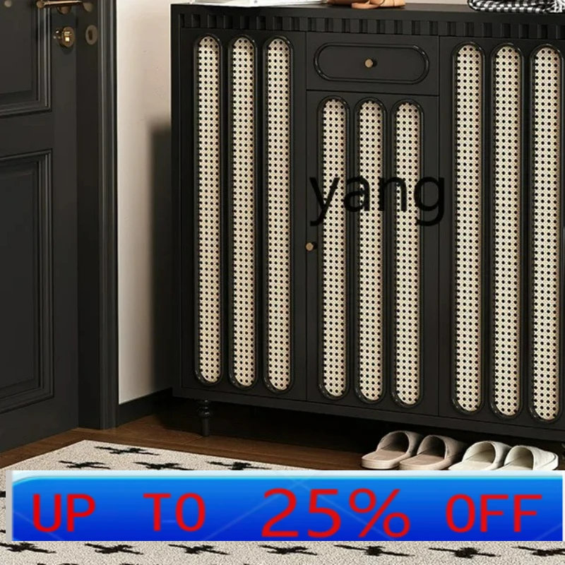 

LH Solid Wood Wall-Mounted Home Entrance Hallway Cabinet Indoor Vintage Style Rattan Partition Cabinet