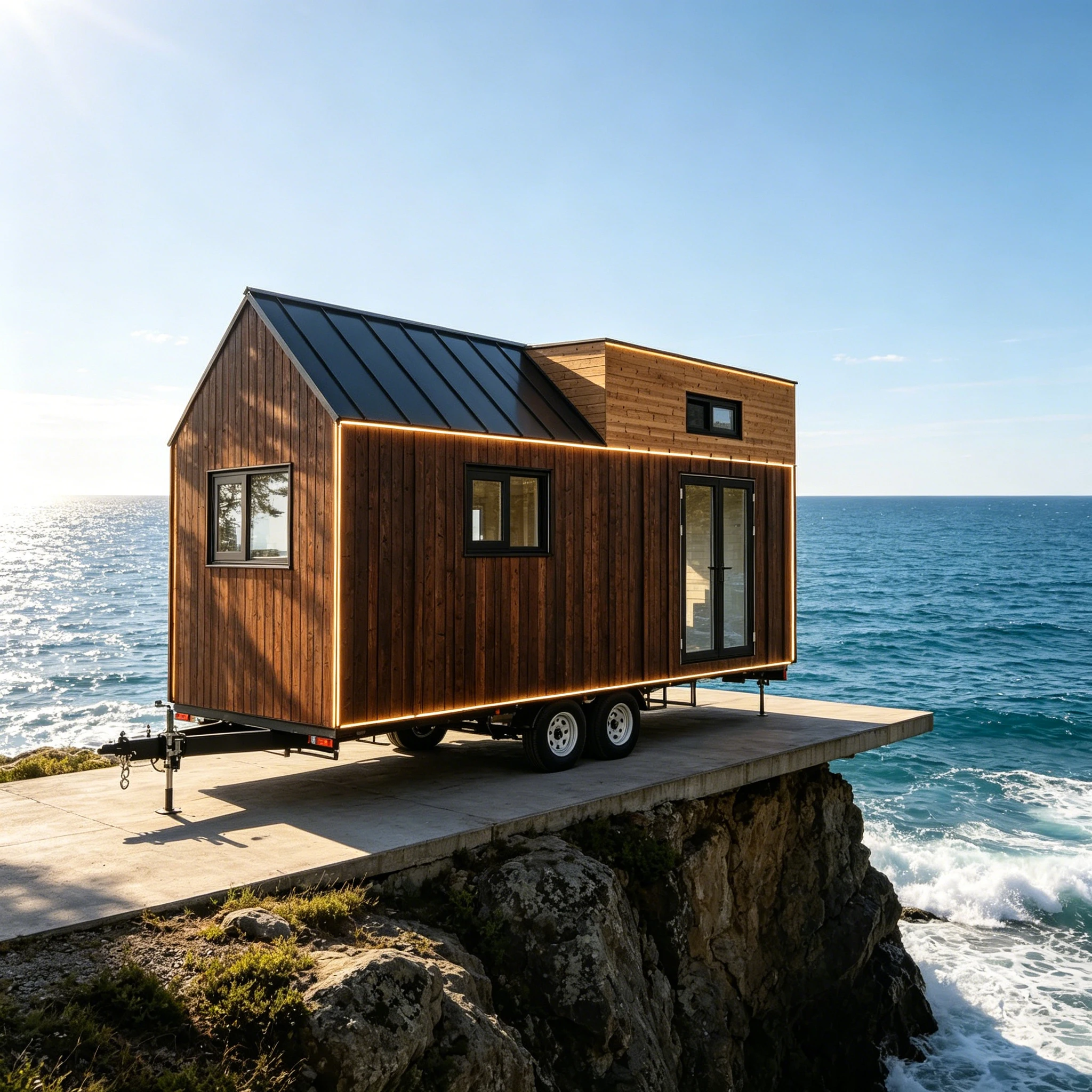 Wheel-Mounted Modular Tiny Cabin, Customizable Compact Dwelling for Weekend Camping & Short-Term Vacation Travelers