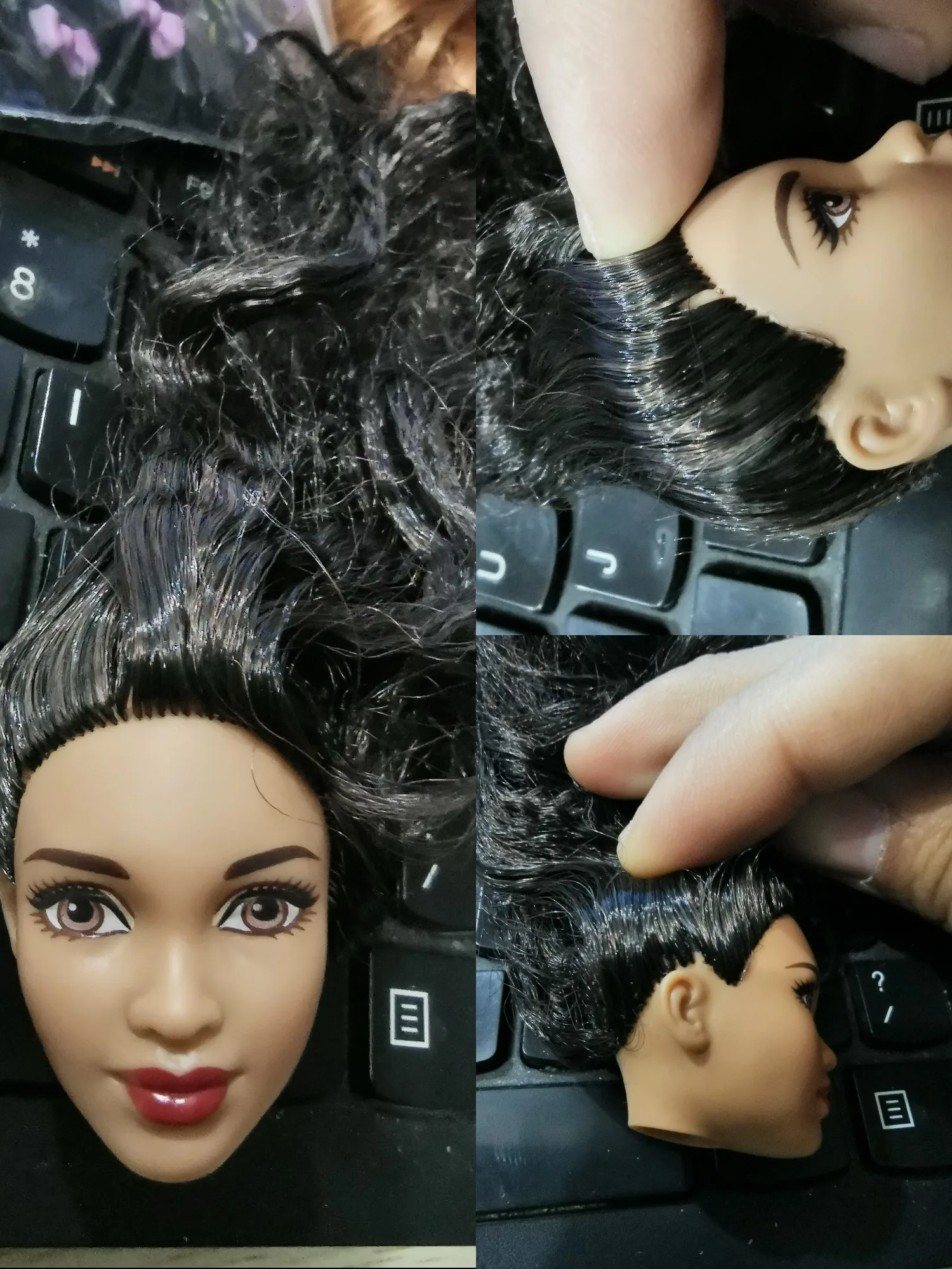 1/6 27cm doll barbi head gift for girl collection toy with hair baby head make up  dongcheng