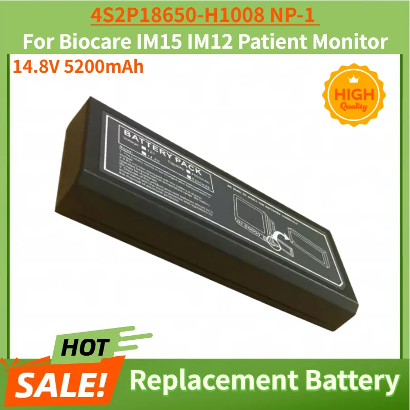 100% New High Quality 14.8V 5200mAh Battery 4S2P18650-H1008 NP-1 for Biocare IM15 IM12 Patient Monitor Replacement Battery