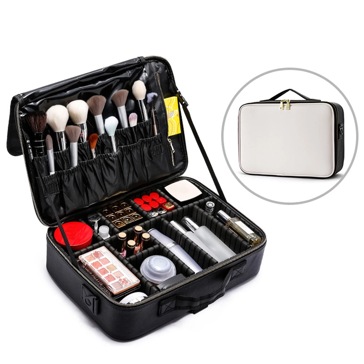 Travel Large-capacity Double-Layer Portable Makeup Case Artist Manicurist Tool Box Makeup Storage Box