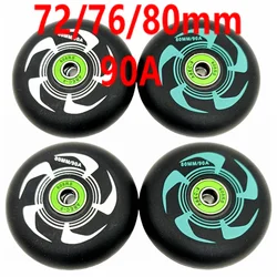 Inline skate wheel black 72mm 76mm 80mm 90A 8wheels/lot