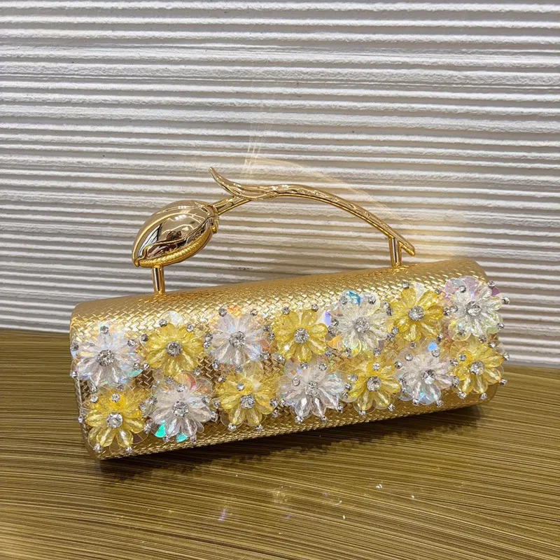Brand Luxury Women's Flower Evening Bag High end Fashion Party Rose Shaped Handle Clutch Purse and Handbag Bride Crossbody Bag