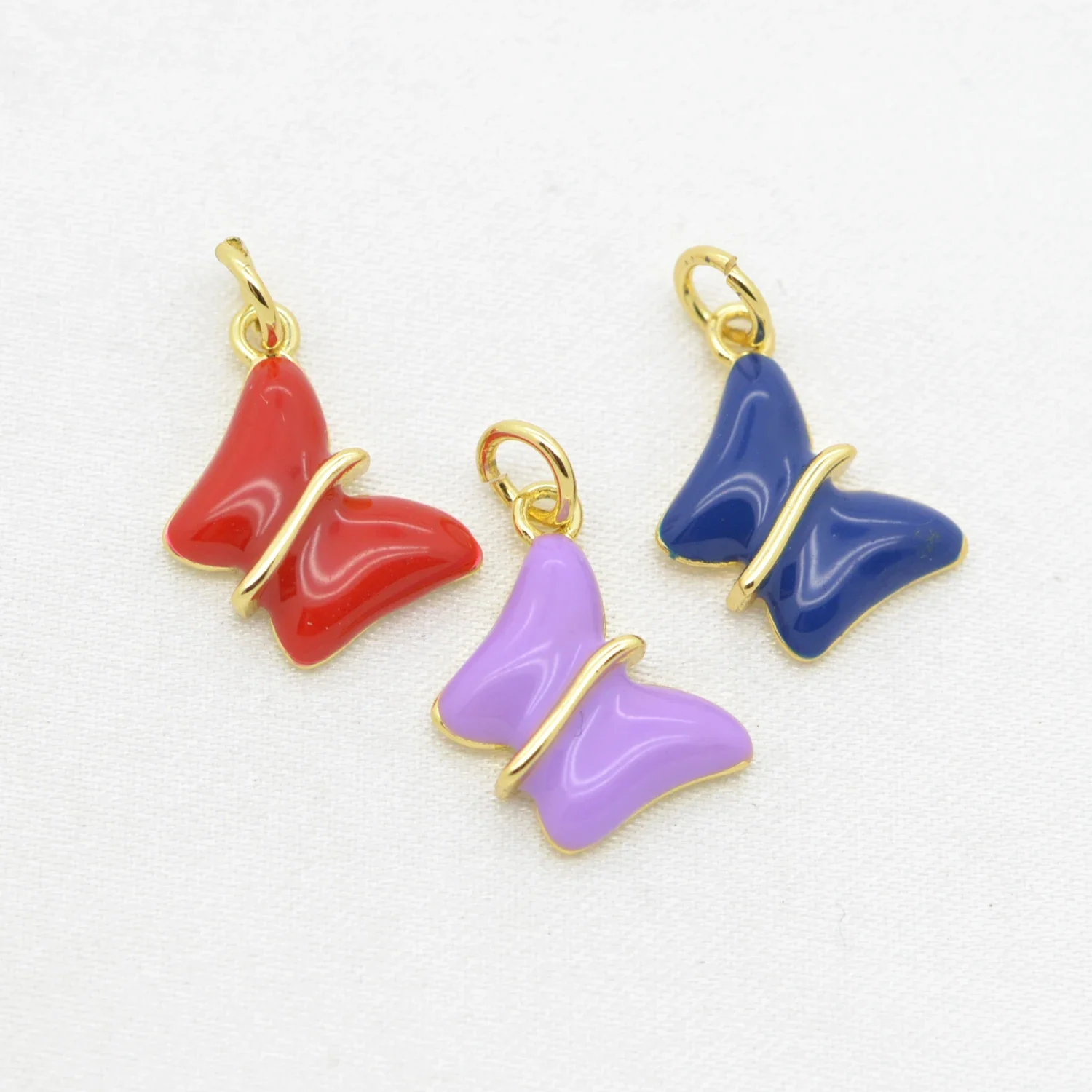 13 Pcs Colorful Enamel Butterfly Pendant Diy Necklace Earring Jewelry Making Supplies Fot Woman Copper Gold Plated Accessories