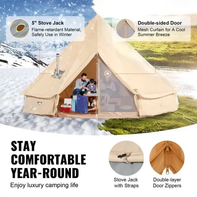 4 Season Can Yurt Tent 22.97ft with Stove Jack Waterproof Breathable Large Teepee Tent Family Glamping Outdoor Camping