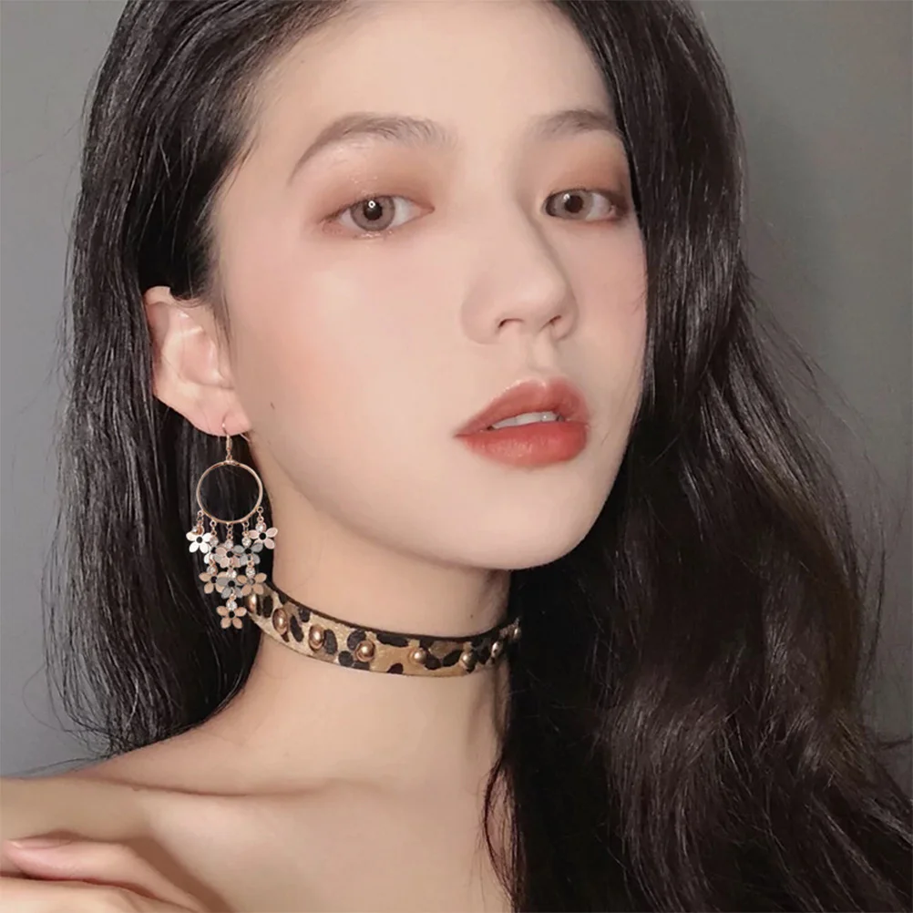 

Flower Tassel Zircon Sequin Earrings Alloy Alloy Eardrop Fashion Daily Wear Unique Gift for Women Girls Women Earrings