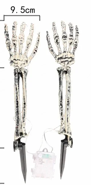 Halloween Decoration Skeleton Hand Tricky Skeleton Props Scary Ghost hand LED Luminous ghost HAnd Insert skeleton HaNd