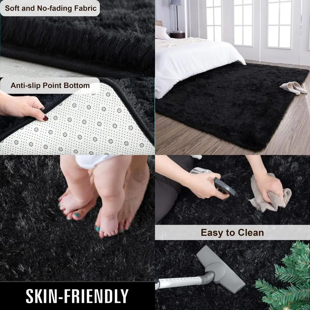 

Роскошные плюшевые ковры с длинным ворсом, 6x9 футов, современные ковры для гостиной, спальни, детской комнаты, яслей, противоскользящие, прочные.