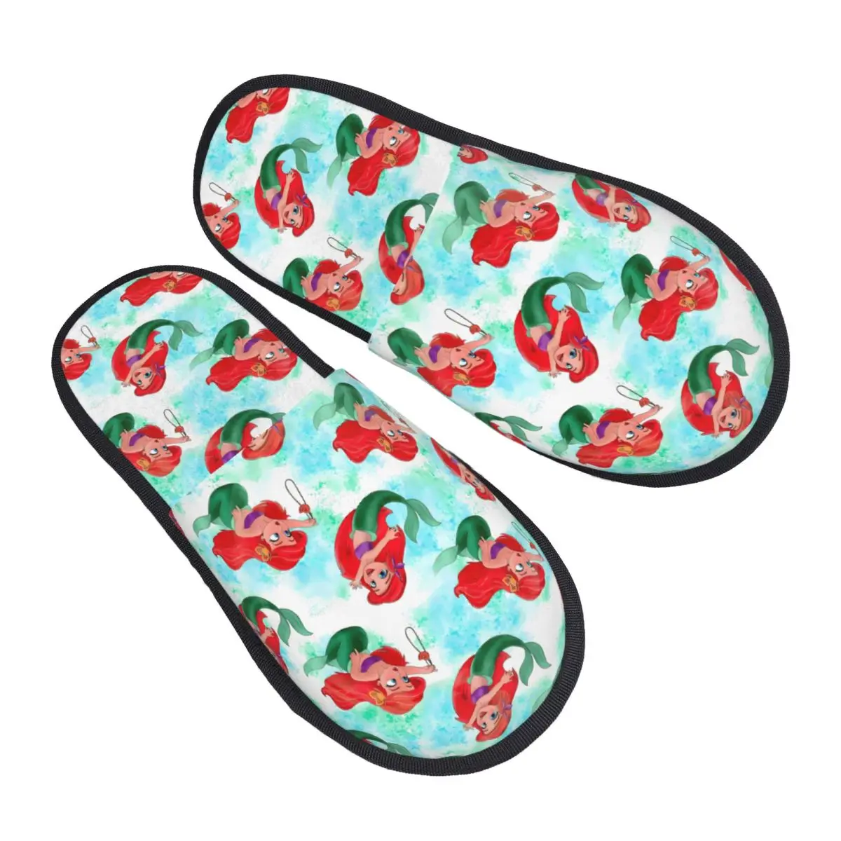 

Custom The Little Mermaid Guest Slippers for Hotel Women Fish Anime House Slipper