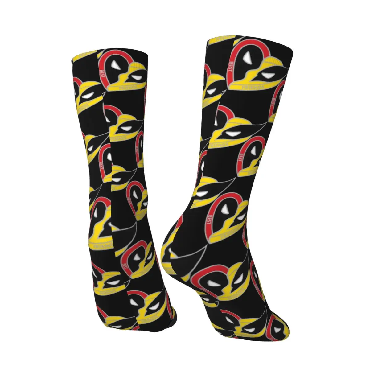 Funny Crazy Sock for Men Popular Movies Hip Hop Vintage Deadpool & Wolverine Happy Seamless Pattern Printed Boys Crew