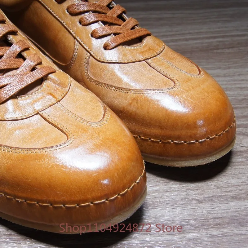 British Style Fashion Genuine Leather Oxford Shoes Men Flats Thick Sole Casual Sport Hiking Training Shoes Male Cowhide Sneakers