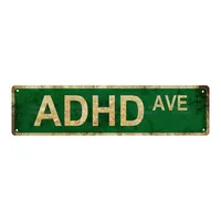 'Adhd Ave' Humorous Metal Tin Sign - Perfect For Home, Bar, Cafe & Garage Decor | Durable Artistic Wall Hanging | 15.75\
