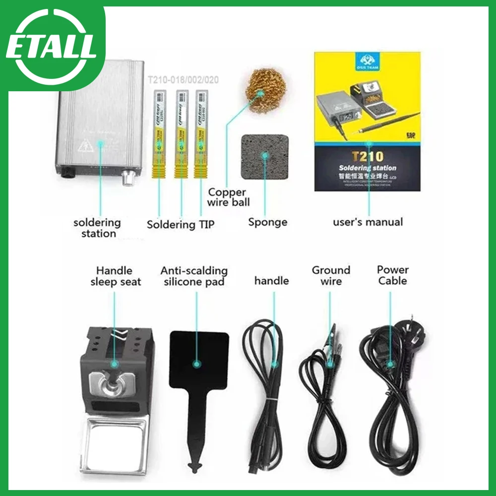 

OSS T210 Electric Soldering Iron Constant Temperature Soldering Station Temperature Adjustable Repair Welding Tool Set 75W