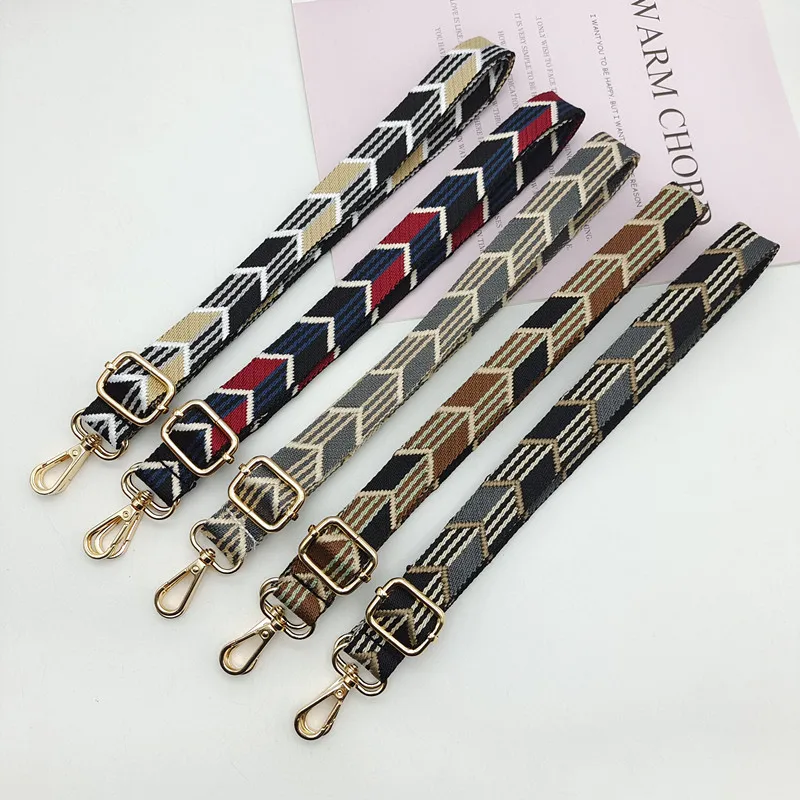 Color Canvas Rhombus Wide Strap Women's Bag Accessories Long Adjustable Crossbody Replacement Strap Mobile Phone Cover Lanyard