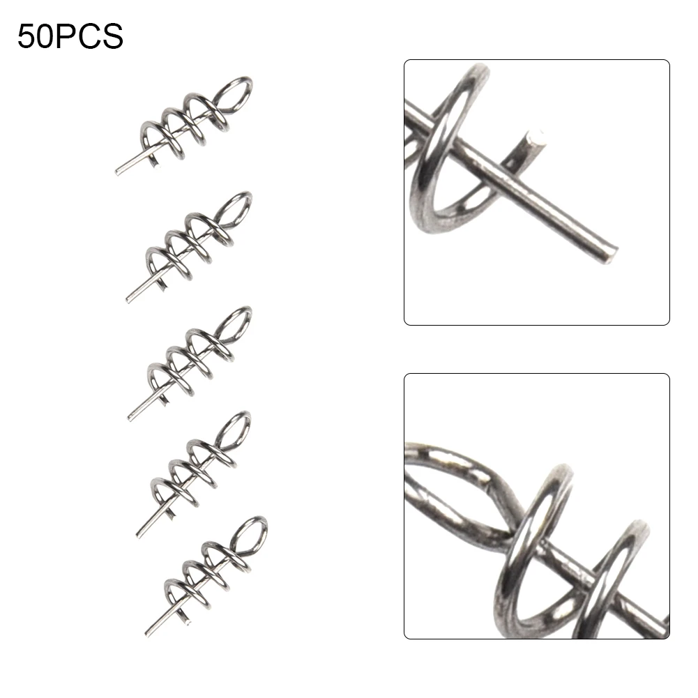 

Lure Spring Pin 50 Pack Lock Needle Soft Bait With Crank Hook Stainless Steel Fishing Lure Pogo Pins Fishing Tackle Accessories