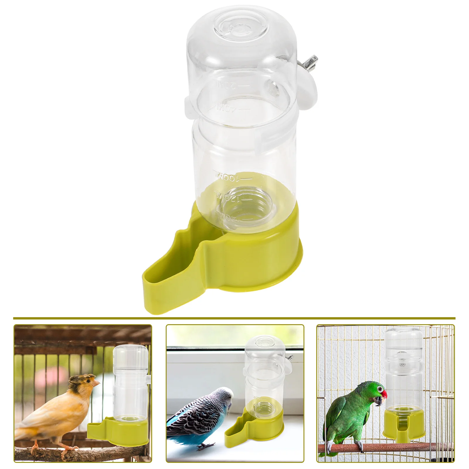 Bebedero para pájaros, dispensador de agua para jaula, bebedero, fuente para loros, herramienta, contenedor de accesorios, piel de tigre