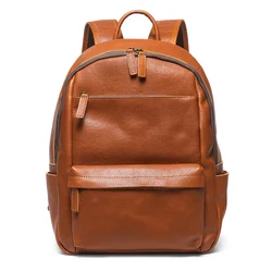 Men's Leather Backpack Travel Satchel Shoulder Bags Unisex College School Bags 14 Inch Laptop Bag Women's Sports Backpacks