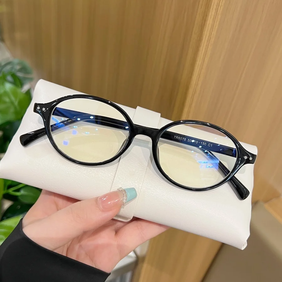 1 Stück Unisex-Brille, schlicht, neu, hochauflösend, Retro, ovaler Rahmen, lässig, vielseitig, künstlerisch, einfach, kein Make-up-Look, schützende Sicht