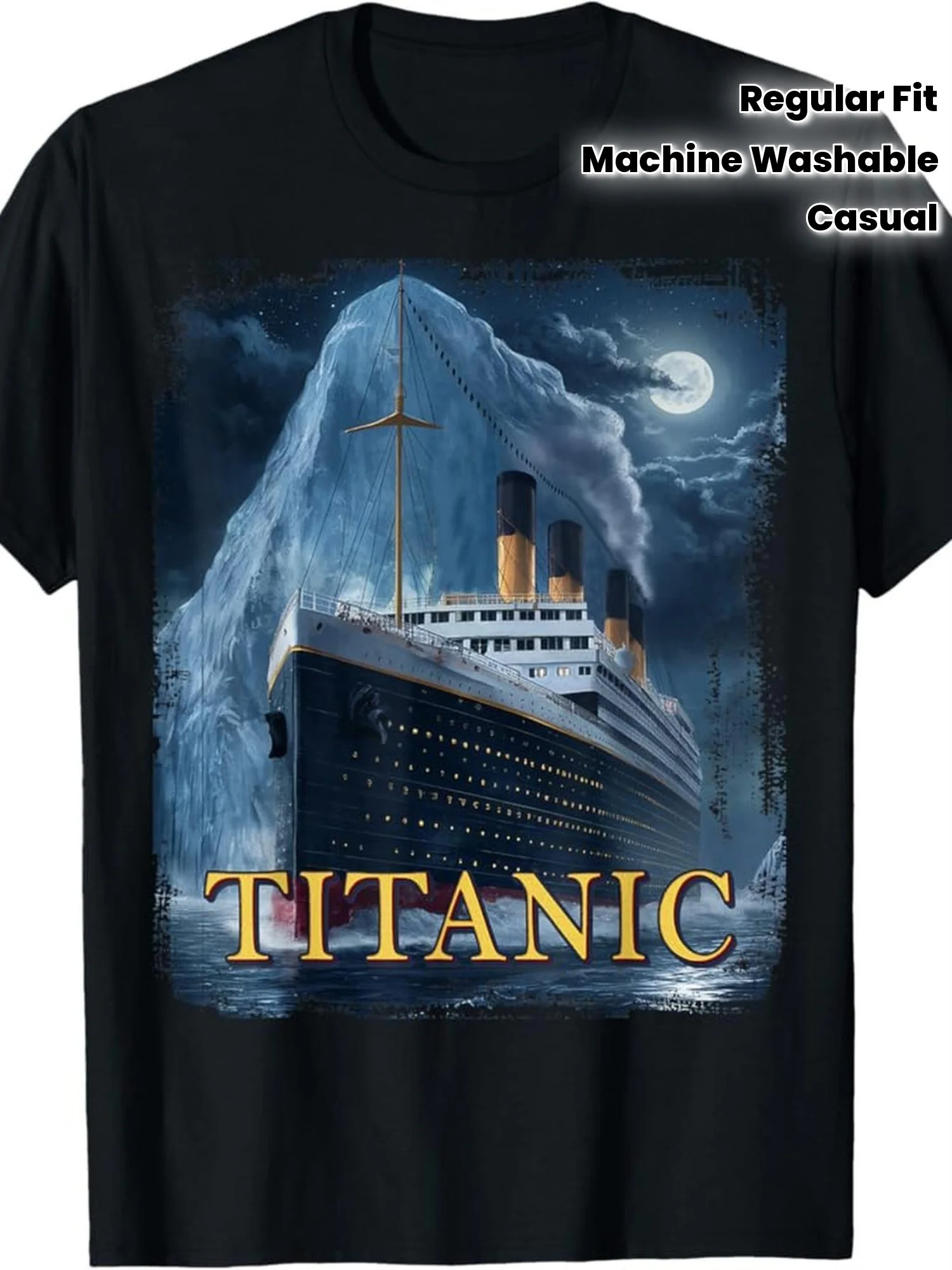 Men'S Retro Titanic Iceberg Print T-Shirt Short-Sleeved Tee Featuring Striking Night Mountain Graphic The Beach Adventures