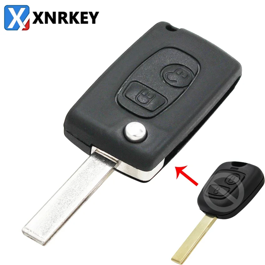 

XNRKEY 2 Buttons Modified Remote Control Entry Key Fob Shell Case For Peugeot 307 107 207 407 Citroen C2 C3 C4 C5 Key Shell Case