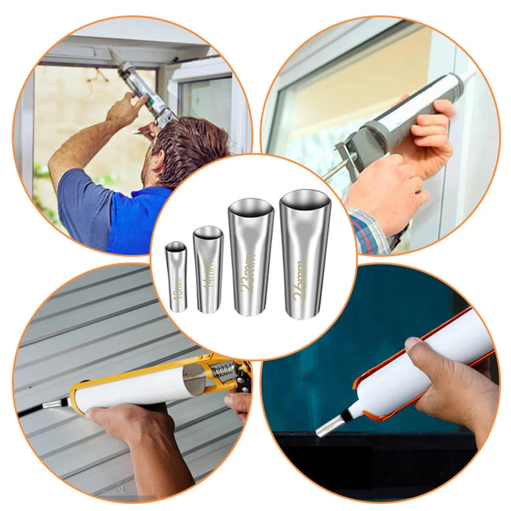 

18pcs Stainless Steel Caulk Nozzles Durable Corrosion Resistant Electric Caulking Gun Accessory For Home Kitchen Sealing