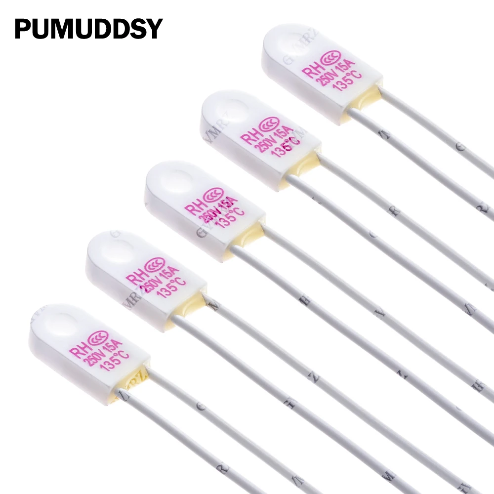 5PCS RH/Tf RH 135C RH 135 Celsius 13 5Degree RH135 Temperature Fuse 15A 250V Thermal Links Over Temperature Protector 135C 250V