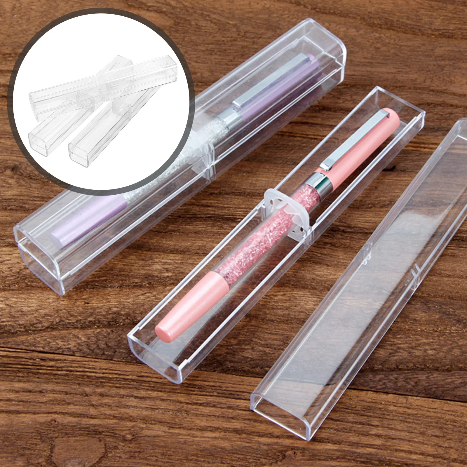 

10Pcs Gift Pen Box Transparent Pencil Case Stationery Storage Organizer for Students Teachers Kids School Office Home Classroom