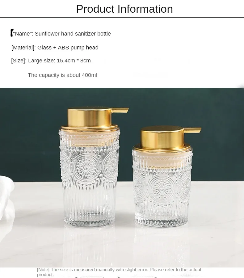 400ml Light Luxury Glass Bubble Bottle Hand Wash Dispensing Bottle Bubble Dispenser Toilet Press Bottle