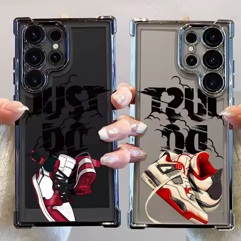 Case for Samsung Galaxy S22 Ultra s24fe S23 S24 S25 Plus s24ultra S25 Ultra S20 FE S21FE Clear Cover Street Sneakers Label Cool