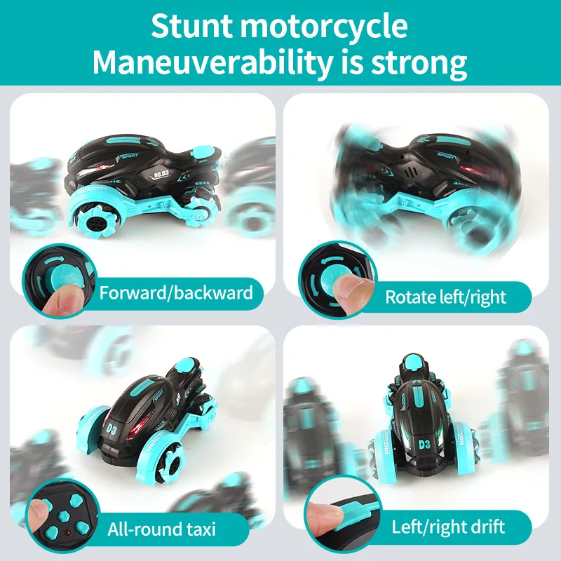 Auto telecomandata Spray per moto acrobatica per bambini 2.4g Drift rotante ad alta velocità marciapiede fuoristrada giocattoli telecomandati regali