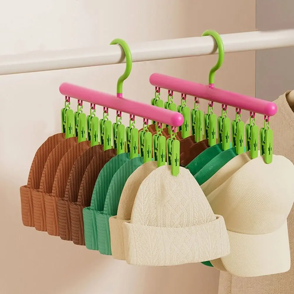 

2Pcs Dopamine Socks Drying Rack Windproof 360° Rotating Clothes Drying Hanger with 9 Clips Non-slip Underwear Drying Clips